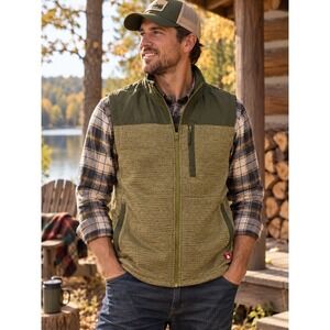 Lake & Trail Men's L Olive Sweater Fleece Vest Full Zip Hiking Outdoor Gorpcore